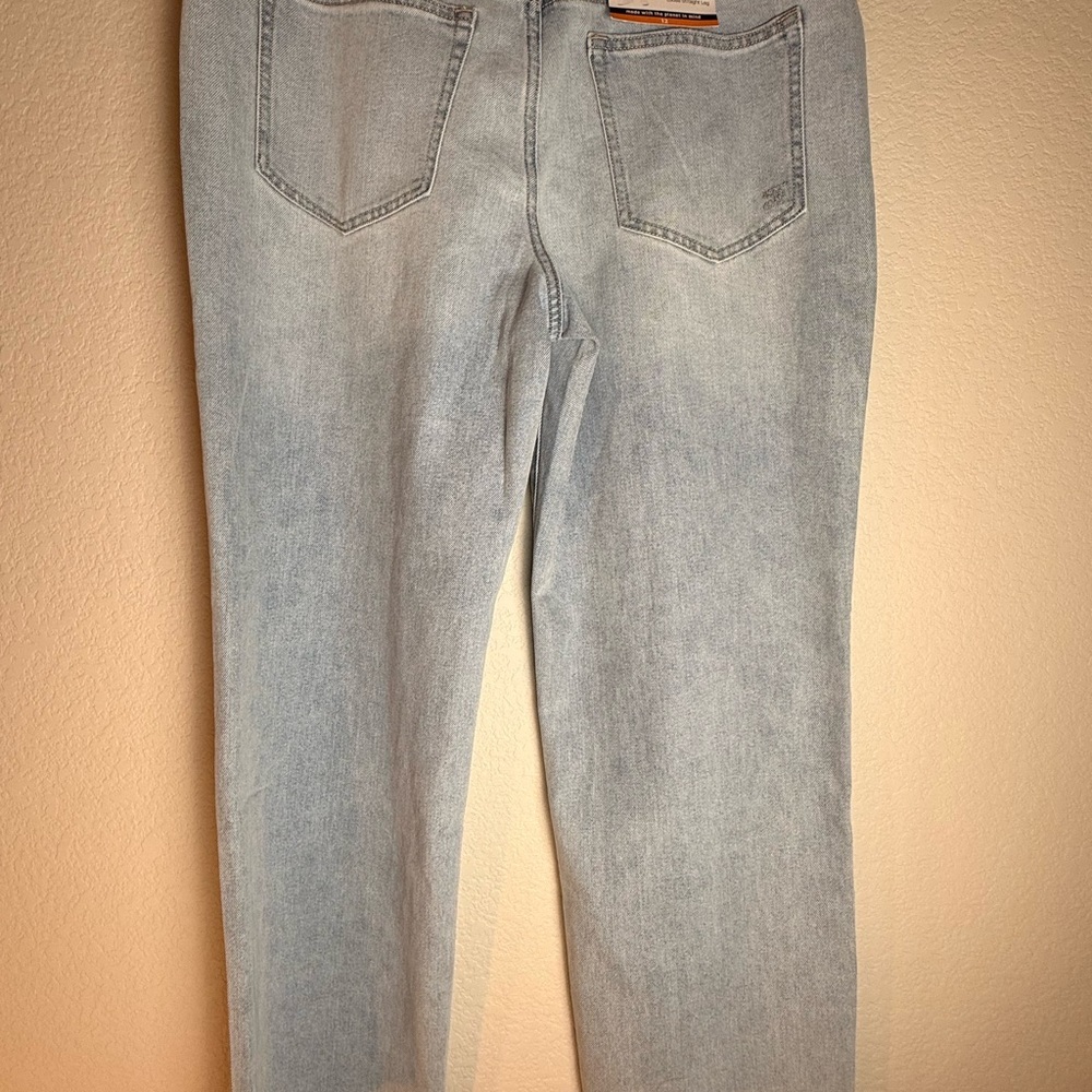 Seven7 Women's Sz 12 Sky Blue Straight Leg Jeans Distressed - Picture 2 of 16